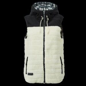 NWT Women’s Reversible Black and White Hooded Vest Size S